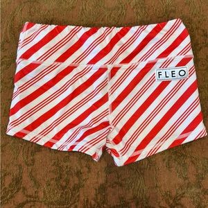 Candy cane Fleo workout shorts